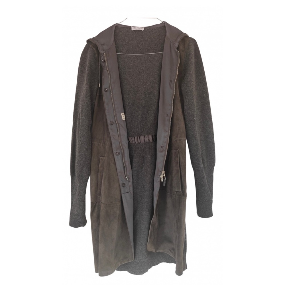 Brunello Cucinelli Suede Cashmere Car Coat. Lined with silk. Size M/S